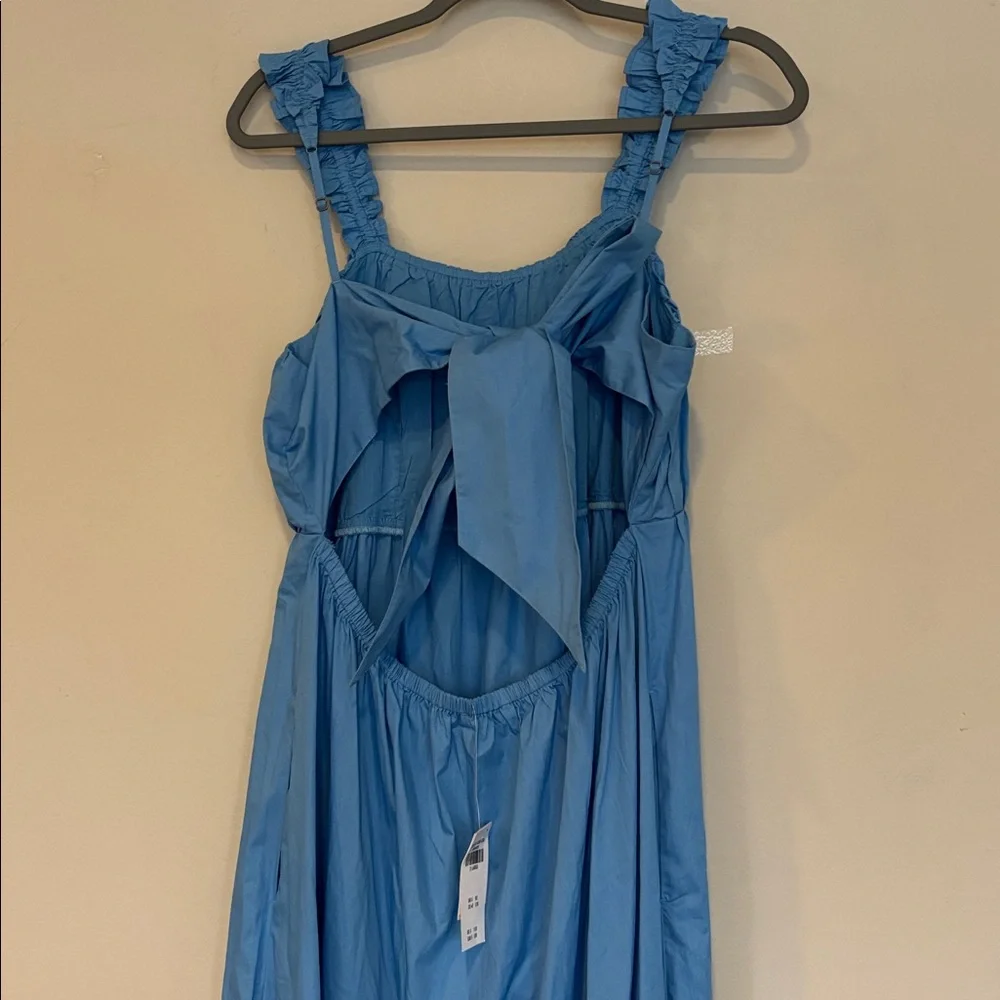 Abercrombie and fitch XL Light Blue Ruched Strap Maxi Dress